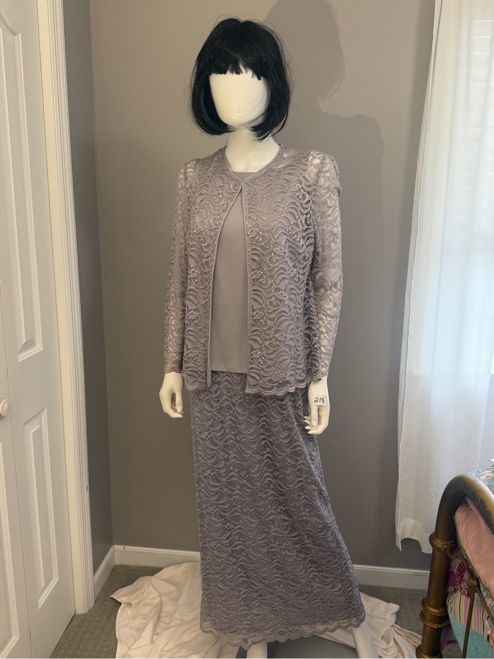 Alex Evenings Dusty Lavender Lace Skirt Set